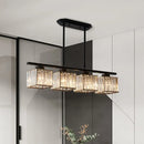 GobekUsa Modern 3/4-Light Square Hanging Ceiling Fixture with Clear Crystal in Black/Gold for Dining Room