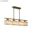 GobekUsa Modern 3/4-Light Square Hanging Ceiling Fixture with Clear Crystal in Black/Gold for Dining Room