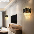 GobekUsa Clear Faceted Crystal Wall Lighting: 3-Light, 3-Tier, Wall Mounted. Contemporary Design in Black.
