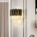 GobekUsa Clear Faceted Crystal Wall Lighting: 3-Light, 3-Tier, Wall Mounted. Contemporary Design in Black.