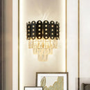GobekUsa Clear Faceted Crystal Wall Lighting: 3-Light, 3-Tier, Wall Mounted. Contemporary Design in Black.