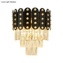 GobekUsa Clear Faceted Crystal Wall Lighting: 3-Light, 3-Tier, Wall Mounted. Contemporary Design in Black.