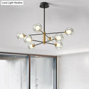 GobekUsa Modern Black & Gold 8-Light Pendant Chandelier with Clear Glass - Ball Living Room Hanging Lighting