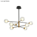 GobekUsa Modern Black & Gold 8-Light Pendant Chandelier with Clear Glass - Ball Living Room Hanging Lighting