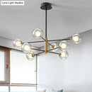 GobekUsa Modern Black & Gold 8-Light Pendant Chandelier with Clear Glass - Ball Living Room Hanging Lighting