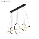 GobekUsa Modern Black/Gold Acrylic Linear Suspension Light with 3-Ring Design - Island Pendant Lighting