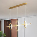 GobekUsa Modern Black/Gold Acrylic Linear Suspension Light with 3-Ring Design - Island Pendant Lighting