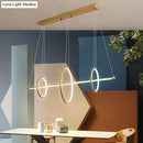 GobekUsa Modern Black/Gold Acrylic Linear Suspension Light with 3-Ring Design - Island Pendant Lighting