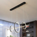 GobekUsa Modern Black/Gold Acrylic Linear Suspension Light with 3-Ring Design - Island Pendant Lighting
