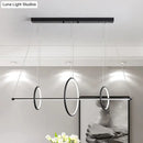 GobekUsa Modern Black/Gold Acrylic Linear Suspension Light with 3-Ring Design - Island Pendant Lighting