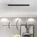 GobekUsa Modern Black/Gold Acrylic Linear Suspension Light with 3-Ring Design - Island Pendant Lighting