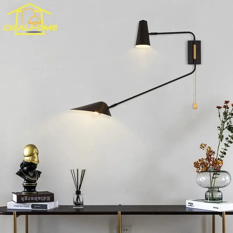 GobekUsa Adjustable Double Head LED Wall Lamp with Pull Switch, photo 3 of 14