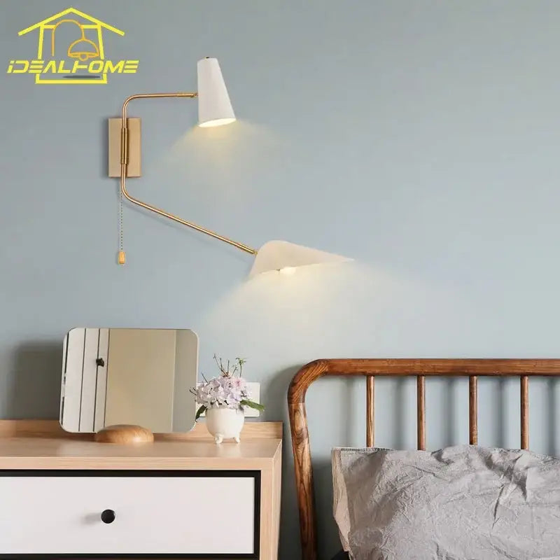 GobekUsa Adjustable Double Head LED Wall Lamp with Pull Switch, photo 5 of 14