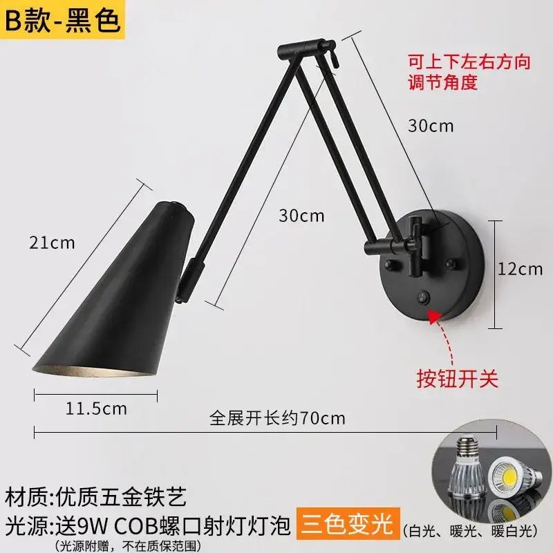 GobekUsa Adjustable Swing Arm LED Wall Lamp Touch Sensor Sconce Lights, photo 8 of 14