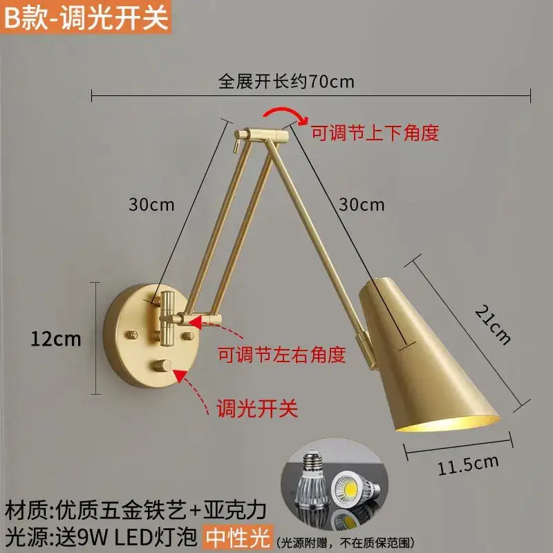 GobekUsa Adjustable Swing Arm LED Wall Lamp Touch Sensor Sconce Lights, photo 10 of 14