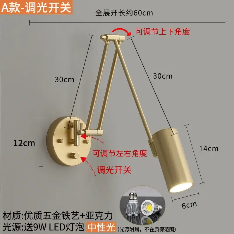 GobekUsa Adjustable Swing Arm LED Wall Lamp Touch Sensor Sconce Lights, photo 13 of 14