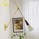GobekUsa Athena Black/Gold Lustre LED Swing Arm Wall Lamp - E27 Kitchen Island Sofas Cafe