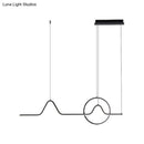 GobekUsa Modern Black/Gold Aluminum Linear LED Island Lighting with Sun and Mountain Design - Warm/White Light