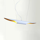 GobekUsa Modern Island Pendant Lamp with Metallic Shade in Bias Cut Tube Design, 2 Heads