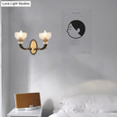 GobekUsa Modern 2-Light Metal Black Sconce with Clear Prismatic Glass Shade - Wall Mounted