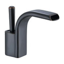 GobekUsa Black Brass Waterfall Basin Faucet, Single Hole Hot Cold Sink Mixer Tap