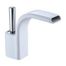 GobekUsa Black Brass Waterfall Basin Faucet, Single Hole Hot Cold Sink Mixer Tap