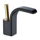 GobekUsa Black Brass Waterfall Basin Faucet, Single Hole Hot Cold Sink Mixer Tap