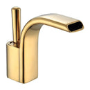 GobekUsa Black Brass Waterfall Basin Faucet, Single Hole Hot Cold Sink Mixer Tap