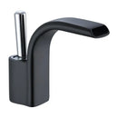 GobekUsa Black Brass Waterfall Basin Faucet, Single Hole Hot Cold Sink Mixer Tap