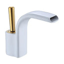 GobekUsa Black Brass Waterfall Basin Faucet, Single Hole Hot Cold Sink Mixer Tap
