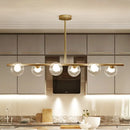GobekUsa Modern Bubble Clear Glass Island Ceiling Light - 5/6 Lights Black/Gold Finish - Dining Room Pendant Fixture
