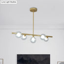 GobekUsa Modern Bubble Clear Glass Island Ceiling Light - 5/6 Lights Black/Gold Finish - Dining Room Pendant Fixture