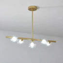 GobekUsa Modern Bubble Clear Glass Island Ceiling Light - 5/6 Lights Black/Gold Finish - Dining Room Pendant Fixture