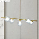 GobekUsa Modern Bubble Clear Glass Island Ceiling Light - 5/6 Lights Black/Gold Finish - Dining Room Pendant Fixture