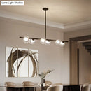 GobekUsa Modern Bubble Clear Glass Island Ceiling Light - 5/6 Lights Black/Gold Finish - Dining Room Pendant Fixture