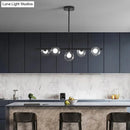 GobekUsa Modern Bubble Clear Glass Island Ceiling Light - 5/6 Lights Black/Gold Finish - Dining Room Pendant Fixture