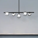 GobekUsa Modern Bubble Clear Glass Island Ceiling Light - 5/6 Lights Black/Gold Finish - Dining Room Pendant Fixture