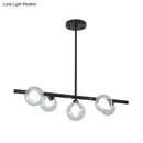 GobekUsa Modern Bubble Clear Glass Island Ceiling Light - 5/6 Lights Black/Gold Finish - Dining Room Pendant Fixture