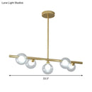 GobekUsa Modern Bubble Clear Glass Island Ceiling Light - 5/6 Lights Black/Gold Finish - Dining Room Pendant Fixture