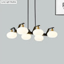 GobekUsa Black Modern Chandelier with White Oval Glass Shades - 3/6 Lights Pendant