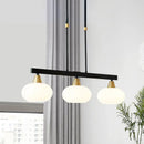 GobekUsa Black Modern Chandelier with White Oval Glass Shades - 3/6 Lights Pendant