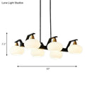 GobekUsa Black Modern Chandelier with White Oval Glass Shades - 3/6 Lights Pendant
