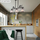 GobekUsa Modern Black/Gold Chandelier Lamp with Clear Crystal Drum Shade, Bird Accent - 3 Heads Hanging Light Fixture