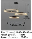GobekUsa Black Acrylic LED Pendant Light for Modern Home Decor