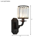 GobekUsa Modern Black/Gold Cylinder Wall Light Sconce with Clear Crystal Accent for Bedroom