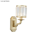 GobekUsa Modern Black/Gold Cylinder Wall Light Sconce with Clear Crystal Accent for Bedroom