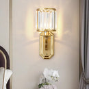 GobekUsa Modern Black/Gold Cylinder Wall Light Sconce with Clear Crystal Accent for Bedroom
