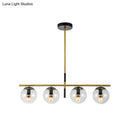 GobekUsa Contemporary Clear Glass Ball Pendant Light with 4 Bulbs - Black and Gold