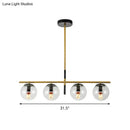 GobekUsa Contemporary Clear Glass Ball Pendant Light with 4 Bulbs - Black and Gold