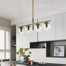 GobekUsa Contemporary Clear Glass Ball Pendant Light with 4 Bulbs - Black and Gold